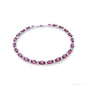 Natural Oval Cut Red Ruby & Round Diamond 14k White Gold Wedding Tennis Bracelet