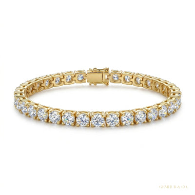Tennis Bracelet 5Ct Round GH SI Natural Diamond 14K Yellow Gold Wedding Proposal
