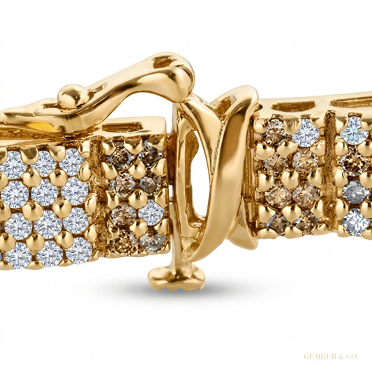 Round Cut Genuine Lab-Grown Diamond 9CT Statement Men's Bracelet 14k Yellow Gold – white background main image