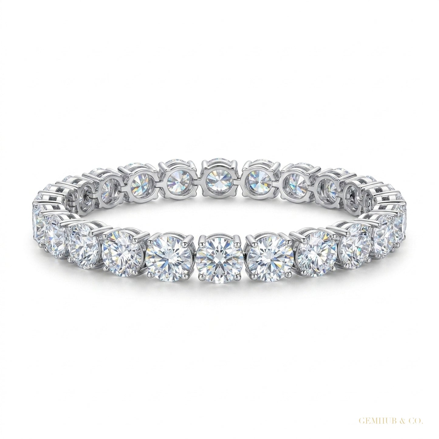 9.50Ct Round Certified Natural Diamond Tennis Bracelet 14k White Gold GIA Passed – white background main image