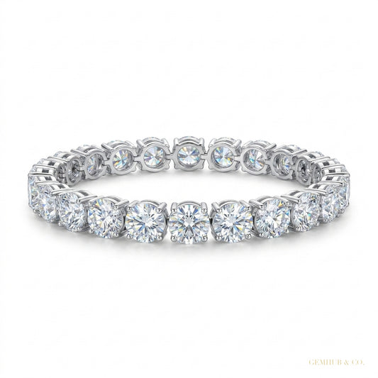 9.50Ct Round Certified Natural Diamond Tennis Bracelet 14k White Gold GIA Passed – white background main image