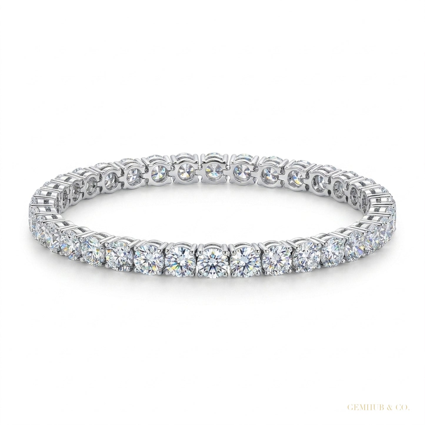 6.20Ct Round Cut GH/VS Natural Diamond Tennis Bracelet Engagement Gift 14k Gold – white background main image