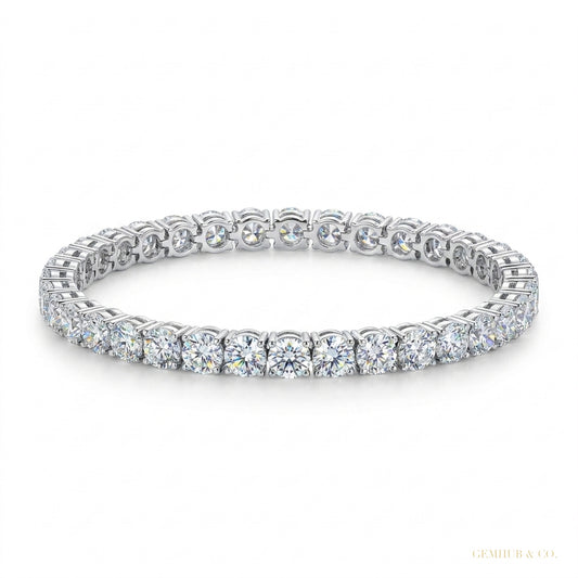 6.20Ct Round Cut GH/VS Natural Diamond Tennis Bracelet Engagement Gift 14k Gold – white background main image