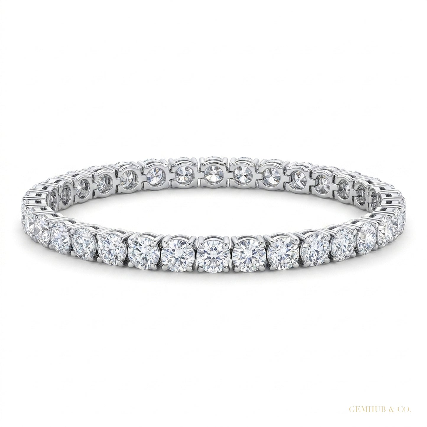 5Ct Round Cut GH/VS Natural Diamond Tennis Bracelet Birthday Gift 14k White Gold – white background main image
