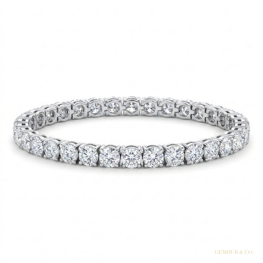 5Ct Round Cut GH/VS Natural Diamond Tennis Bracelet Birthday Gift 14k White Gold – white background main image