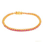 Natural 4.25 Ct Round Cut Red Ruby 14k Yellow Gold Tennis Bracelet For Women