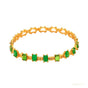 Natural Green Emerald & Diamond Women's Tennis Bracelet Solid 14k Yellow Gold