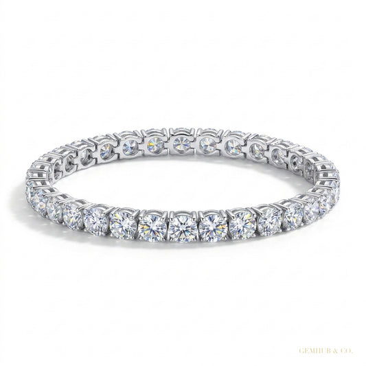 Certified 4.95Ct Round Natural Diamond Exquisite Tennis Bracelet 14k Gold GH/VS – white background main image
