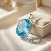 135 ct Natural Blue Topaz Oval Pendant in 925 Sterling Silver – with gift box (AI, chain not included)
