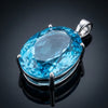 135 ct Natural Blue Topaz Oval Pendant in 925 Sterling Silver – macro facet detail (AI)