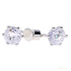 White Moissanite 10 ct DEW Round Cut Certified Earrings In Gold Vermeil – white background main image