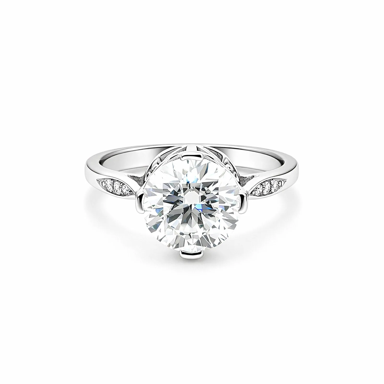 6.70ct DEW White Moissanite Round Solitaire Ring | 18K Gold Vermeil | GRA Certified