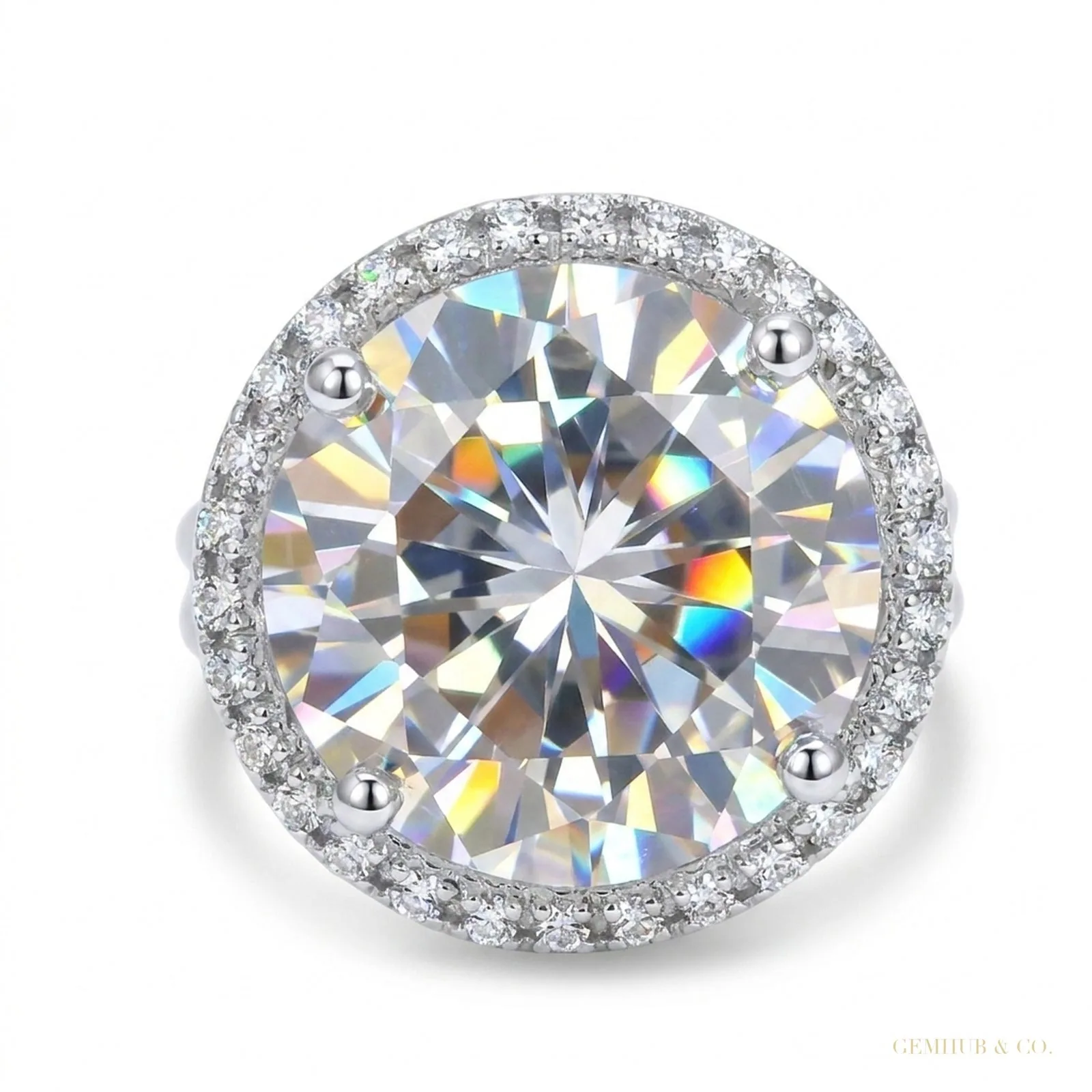 10.00 ct DEW Certified White Moissanite Solitaire Ring – Classic Engagement Ring 18K Go 18K Gold Plated