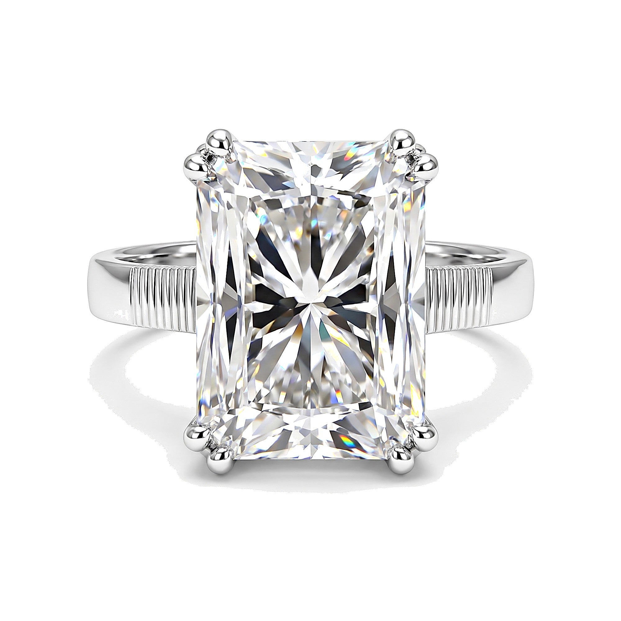 10.00 Ct Emerald Cut Moissanite Ring — VS1 Clarity in 18K Gold Vermeil (925 Silver)