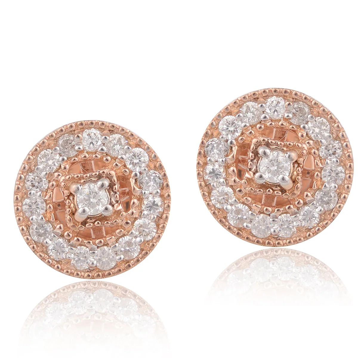 18K Rose Gold Vermeil Diamond Stud Earrings with 0.40 Ct. Certified