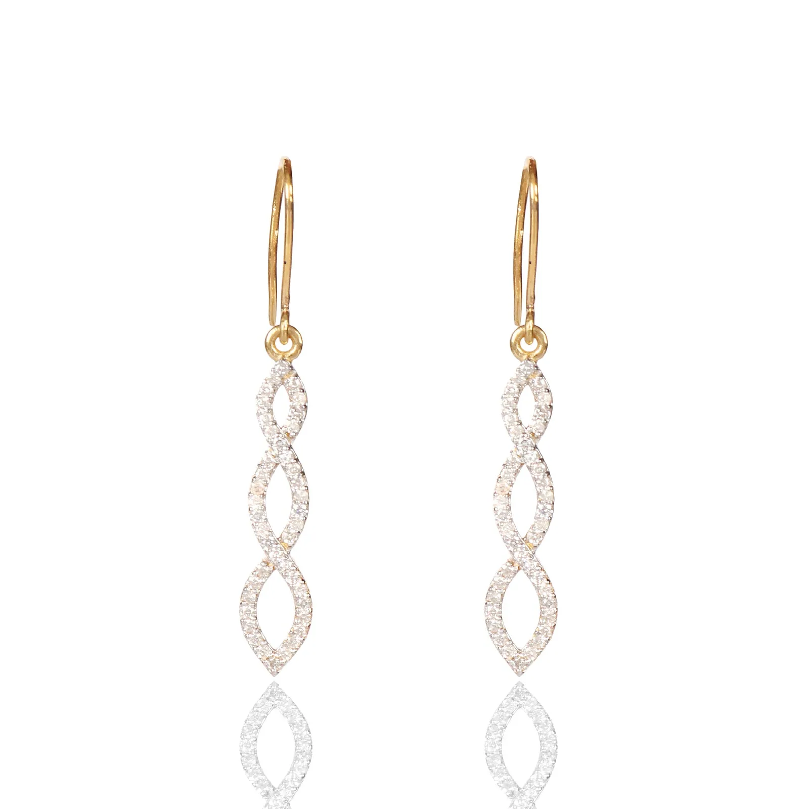 18K Yellow Gold Vermeil Drop Earrings with Natural Diamond 0.68 Ct. Certified