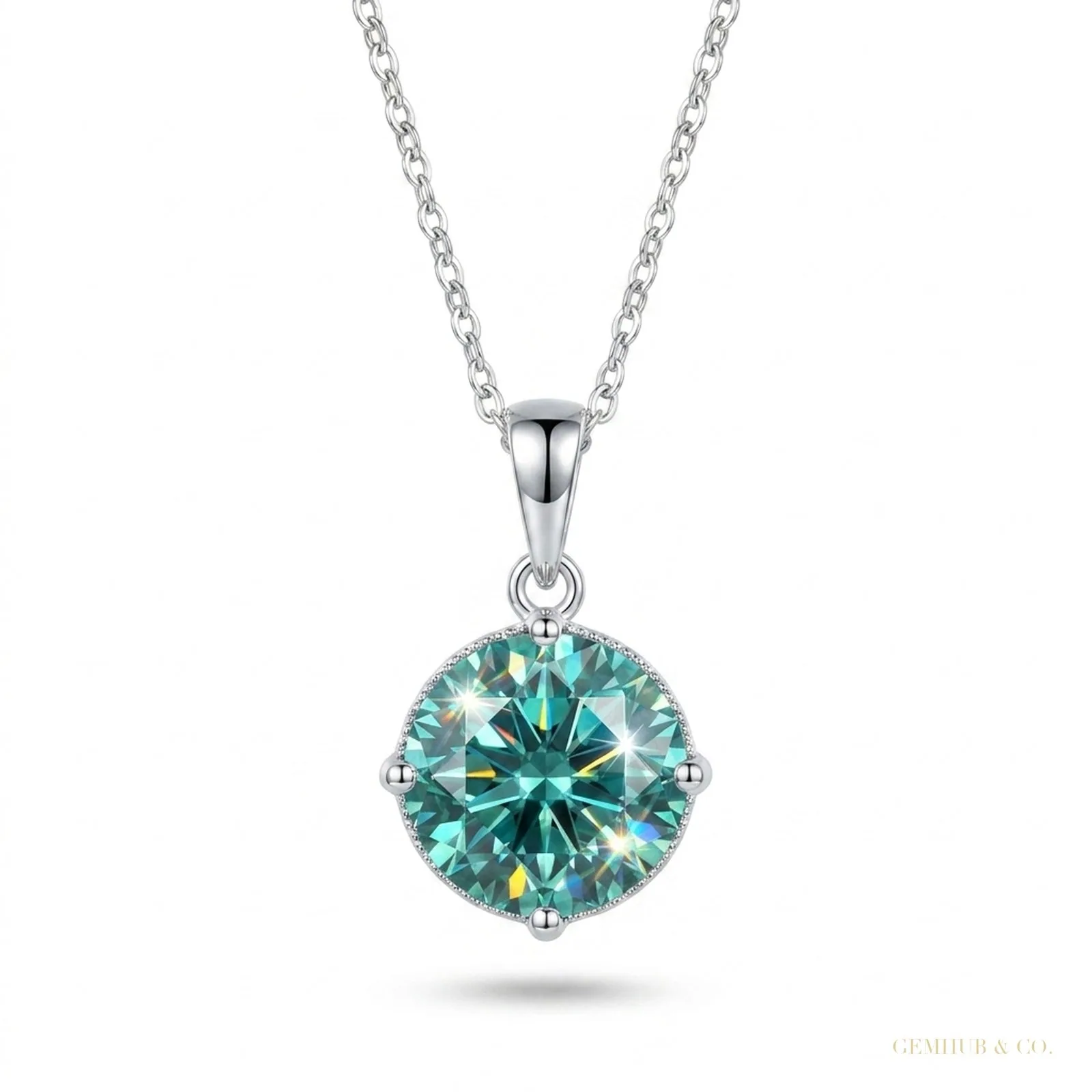 10.30 Carat Blue Moissanite Pendant in Gold Vermeil Great Gift for Any Occasion