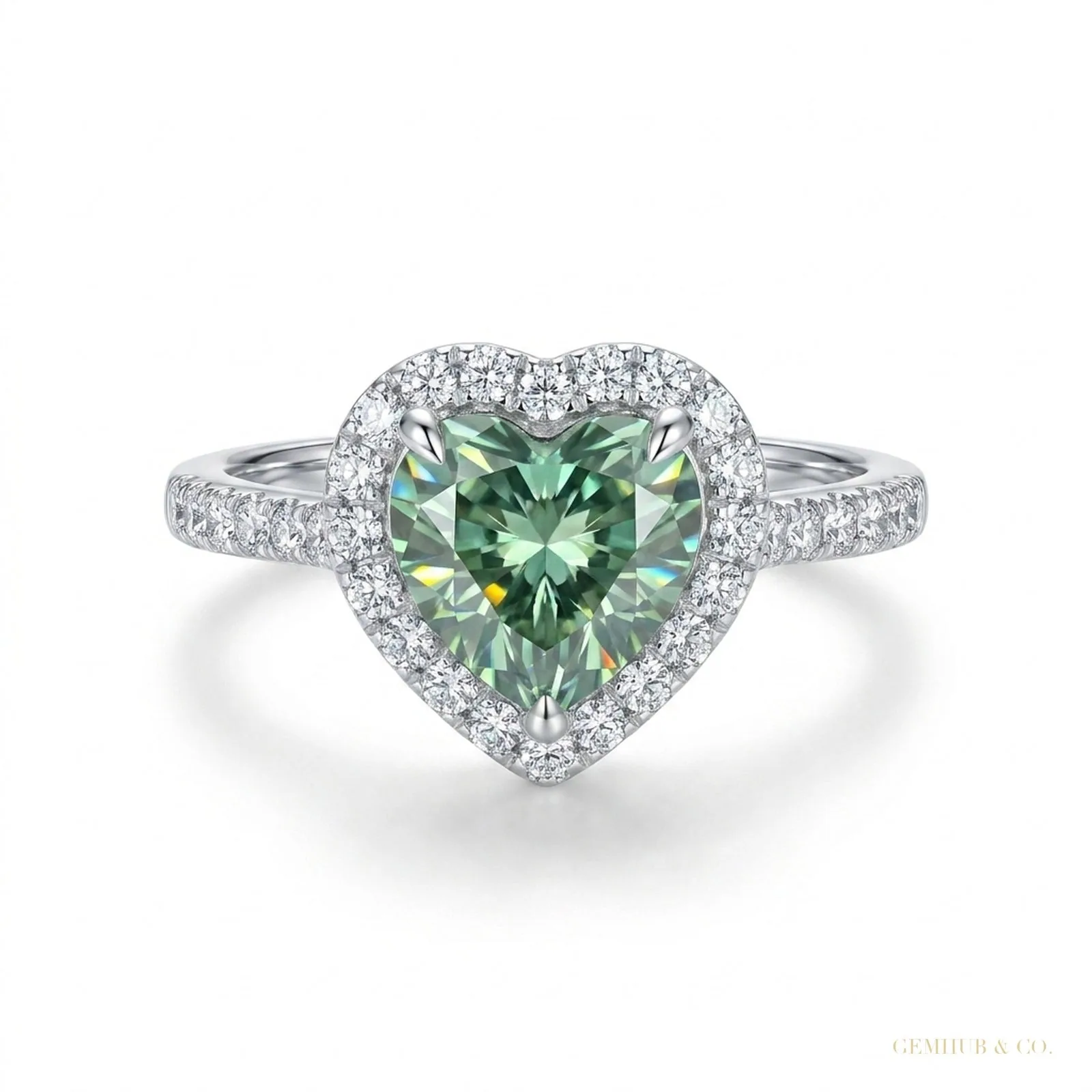 11.20 ct DEW Certified Heart Cut Blue Moissanite Engagement Ring – 18K Gold Vermeil