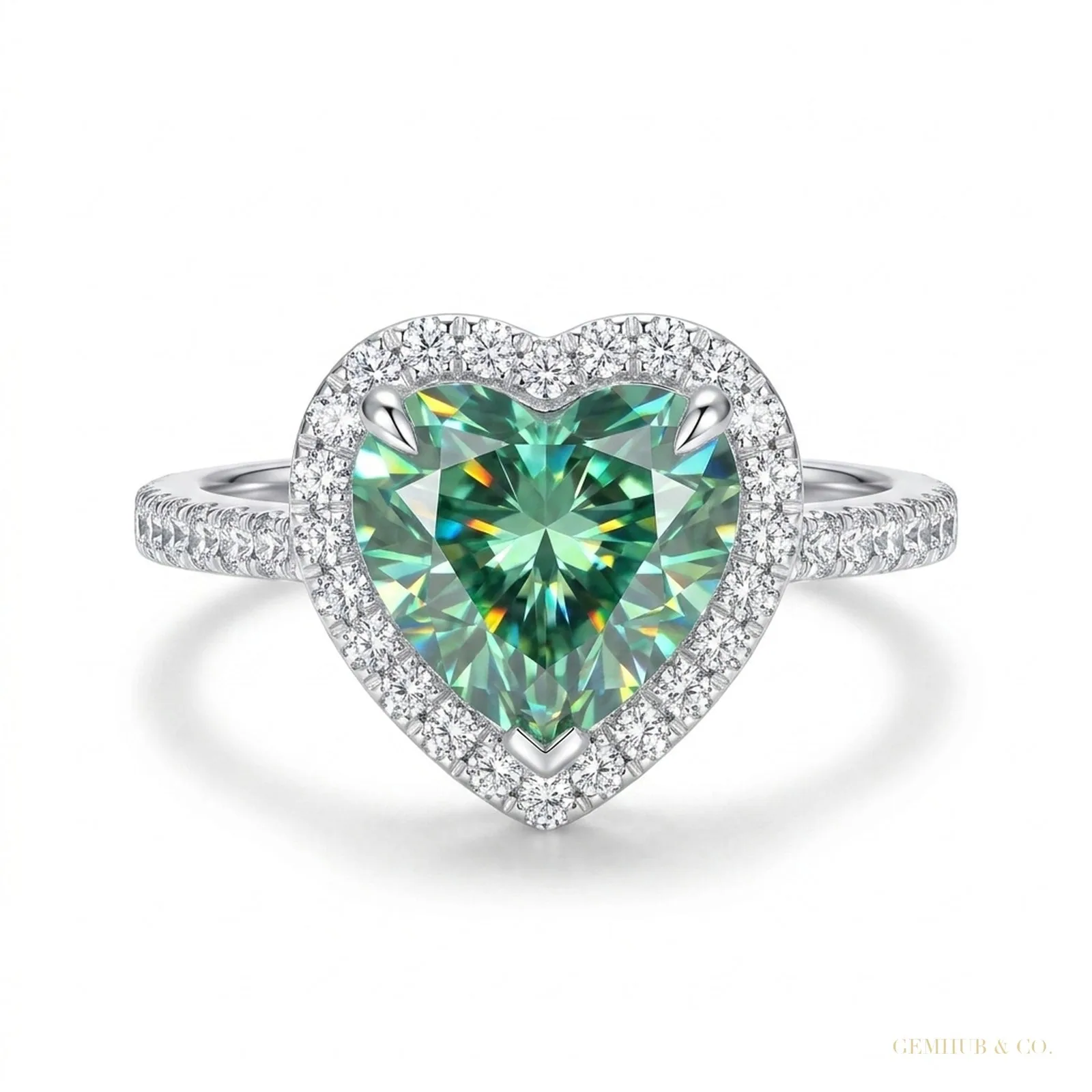 11.20 ct DEW Certified Heart Cut Blue Moissanite Solitaire Ring – 18K Gold Vermeil