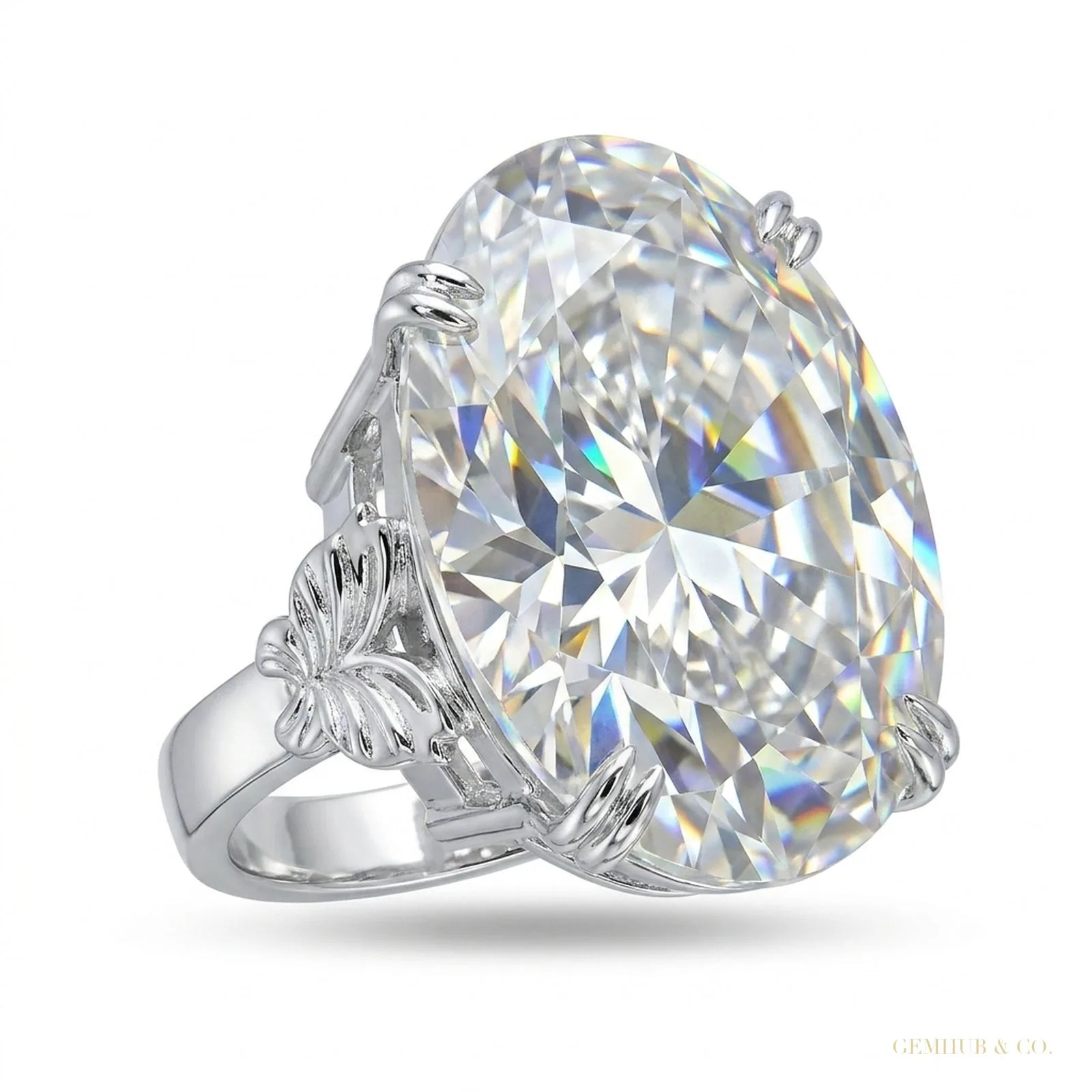 11.30 ct DEW Certified Pear Cut White Moissanite Solitaire Ring – 18K Gold Vermeil