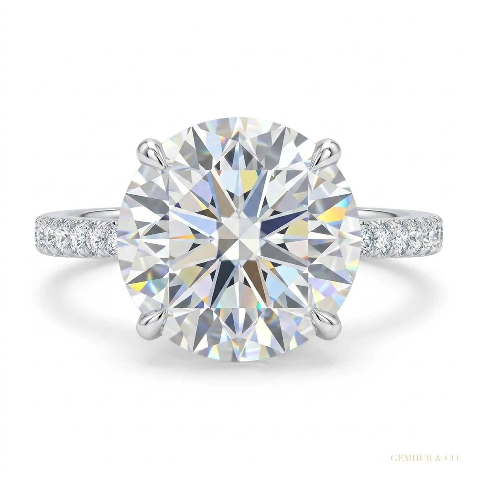 11.50 ct DEW Certified White Moissanite Solitaire Ring – Luxury Jewelry for Fall 18K Go 18K Gold Plated
