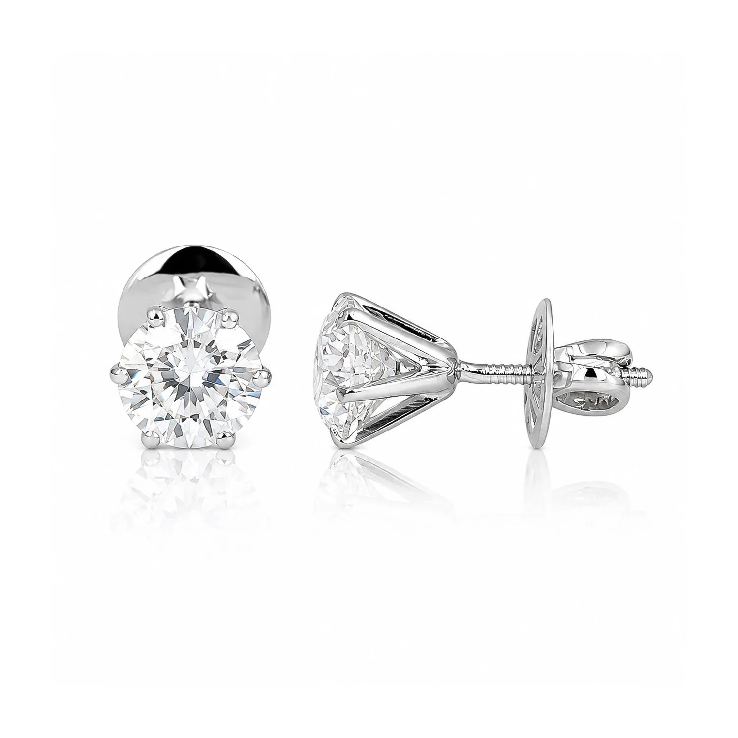 IGI Certified Lab Grown Diamond Solitaire Pear Stud Earrings — 3ct VVS/E, Solid 14K / 18K Gold