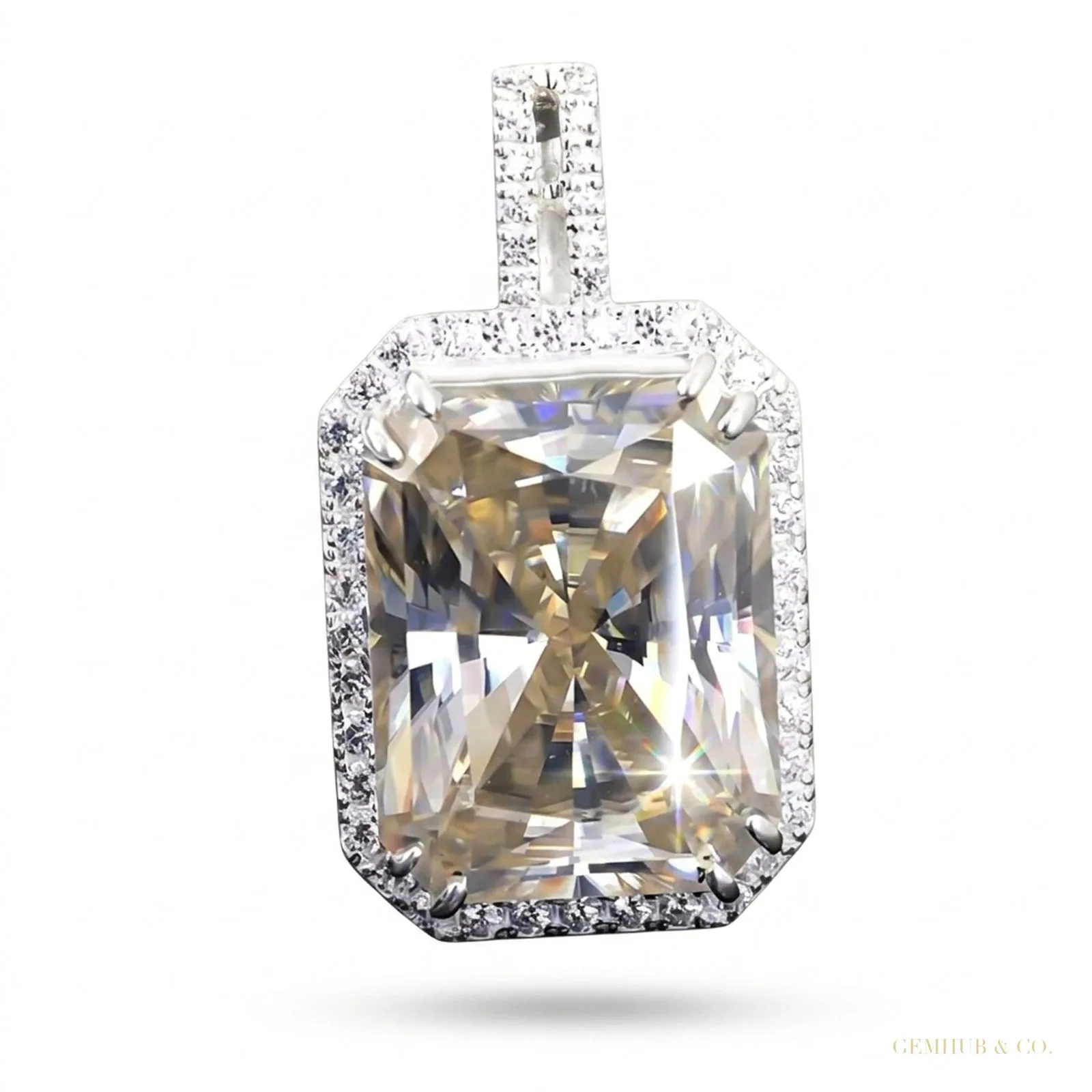 14.50 ct DEW F VS1 Moissanite Pendant in Gold Vermeil – Special Anniversary Jewelry