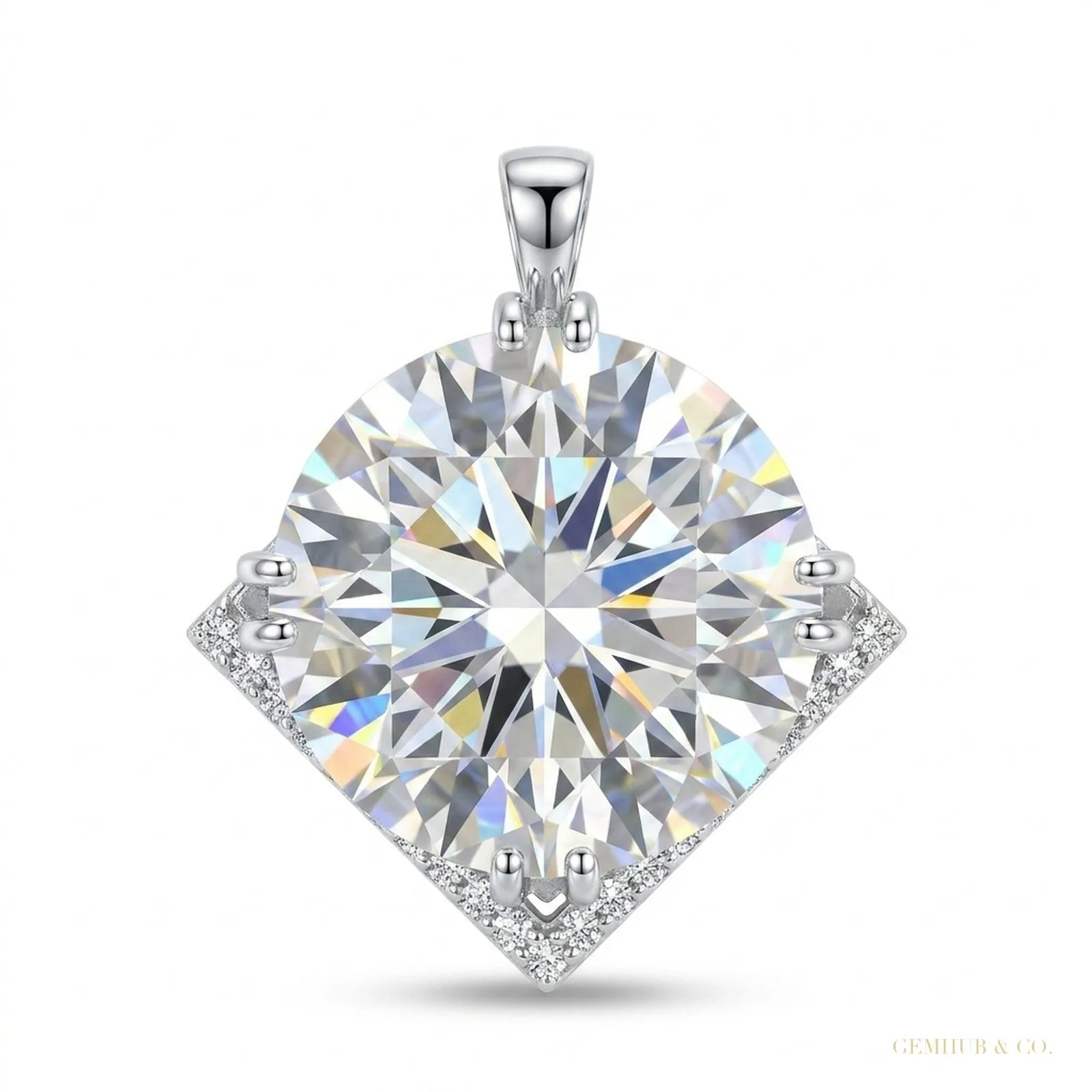 15 ct DEW White Moissanite Pendant in Gold Vermeil Certified Luxury Holiday Jewelry