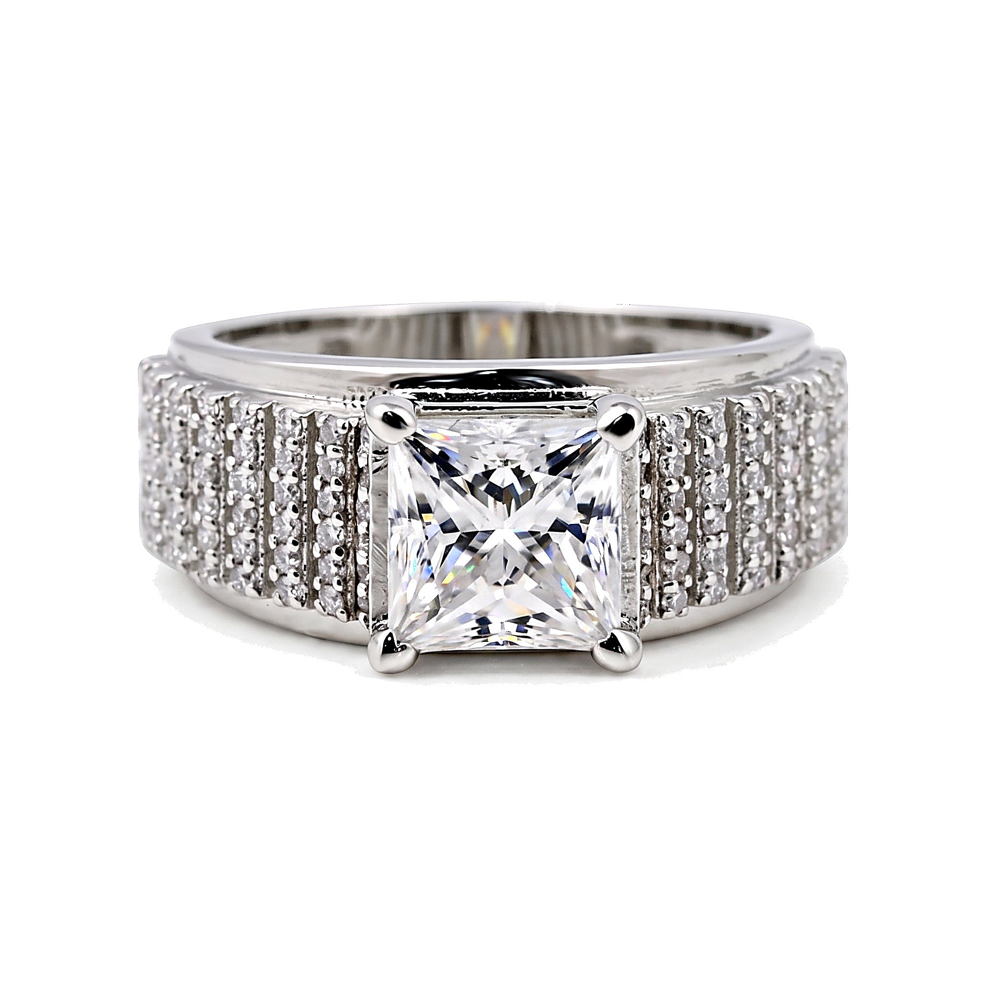 1.50 Ct Princess Cut Moissanite Ring — VS1 Clarity in 18K Gold Vermeil (925 Silver)