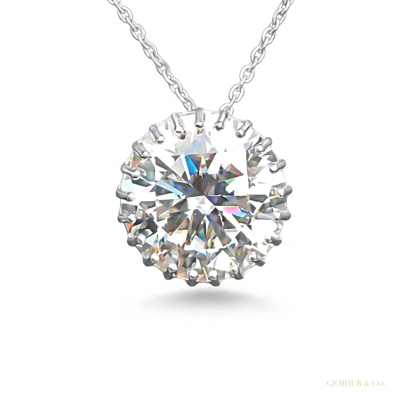 16 ct DEW Certified F VS1 Moissanite Pendant in Gold Vermeil –Jewelry for Women