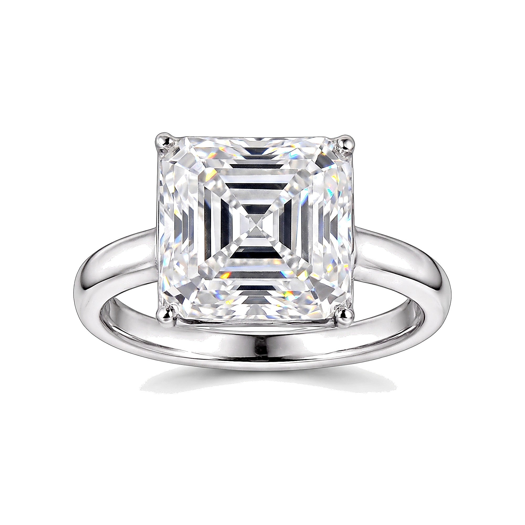16.1ct DEW White Moissanite Radiant Solitaire Ring