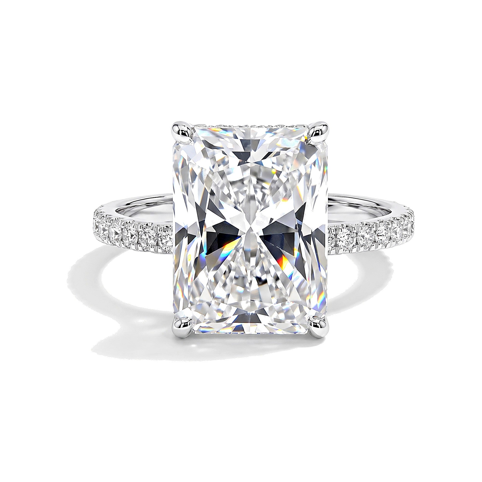 18.10 ct DEW Certified Radiant Cut Moissanite Ring For Birthday Gift Idea in 18K Gold Vermeil (925 Silver)