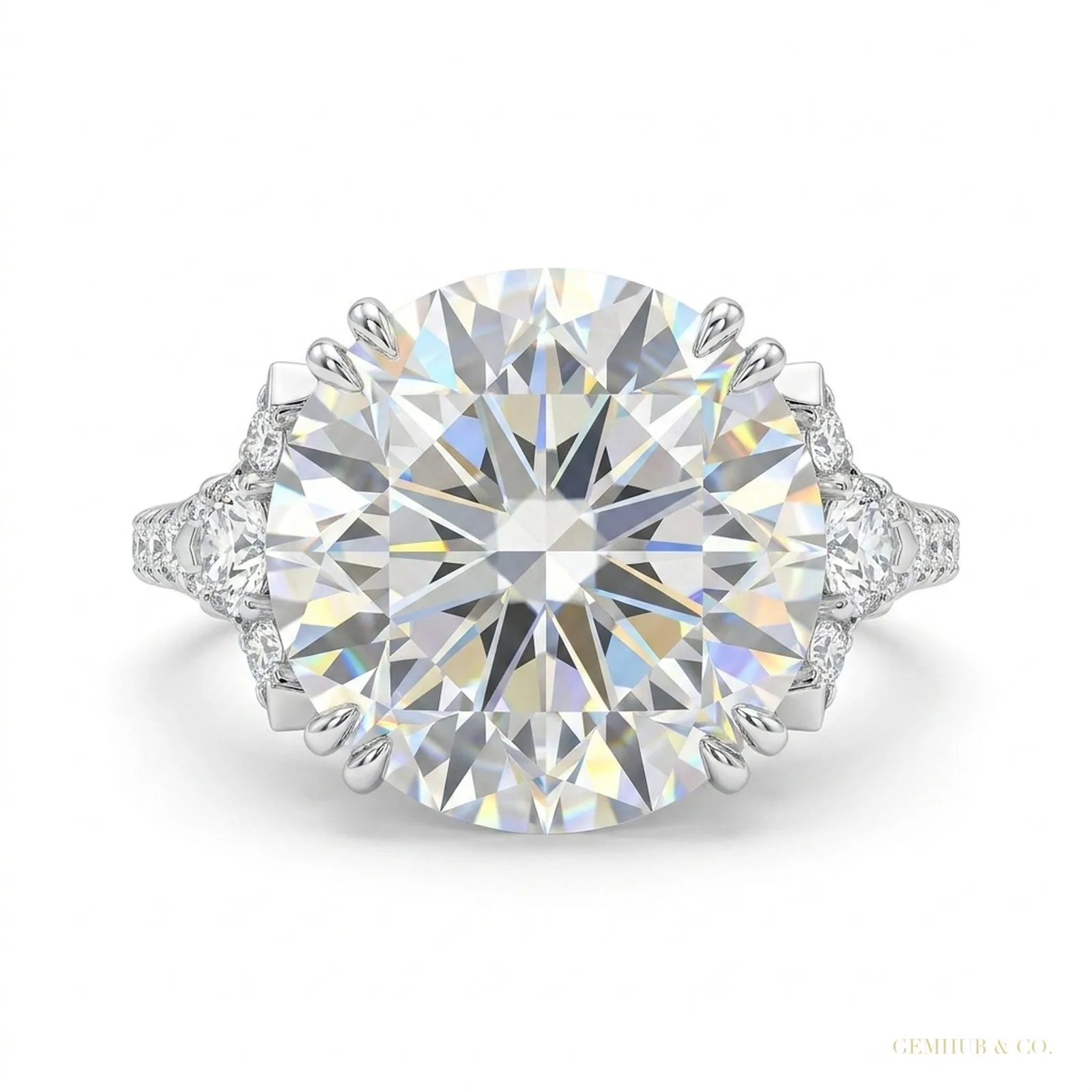 18.85 ct DEW Certified White Moissanite Solitaire Ring – Glamorous Bridal Jewelry 18K G 18K Gold Plated