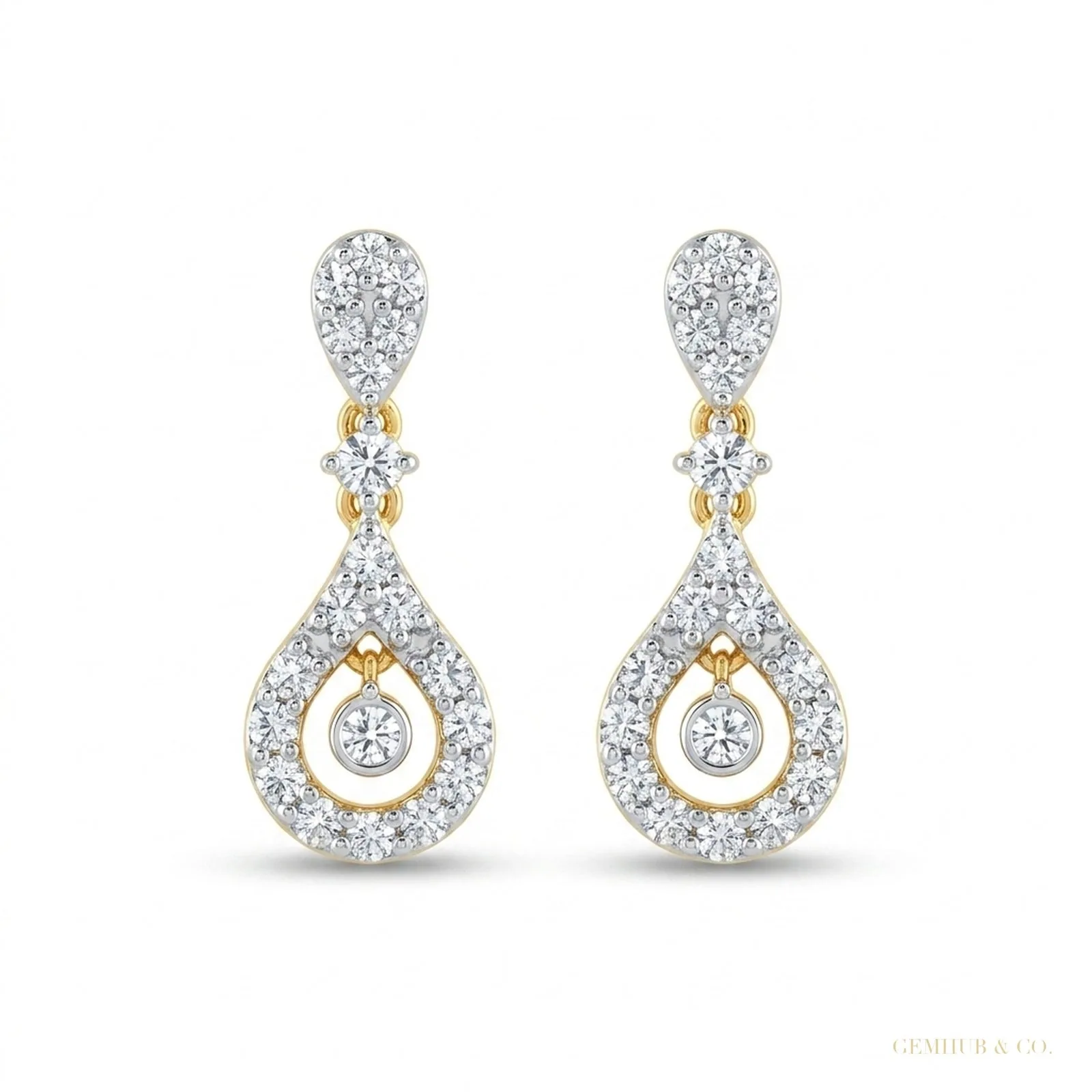 18K Yellow Gold Vermeil Diamond Stud Earrings with 0.39 Ct. IGI Certified