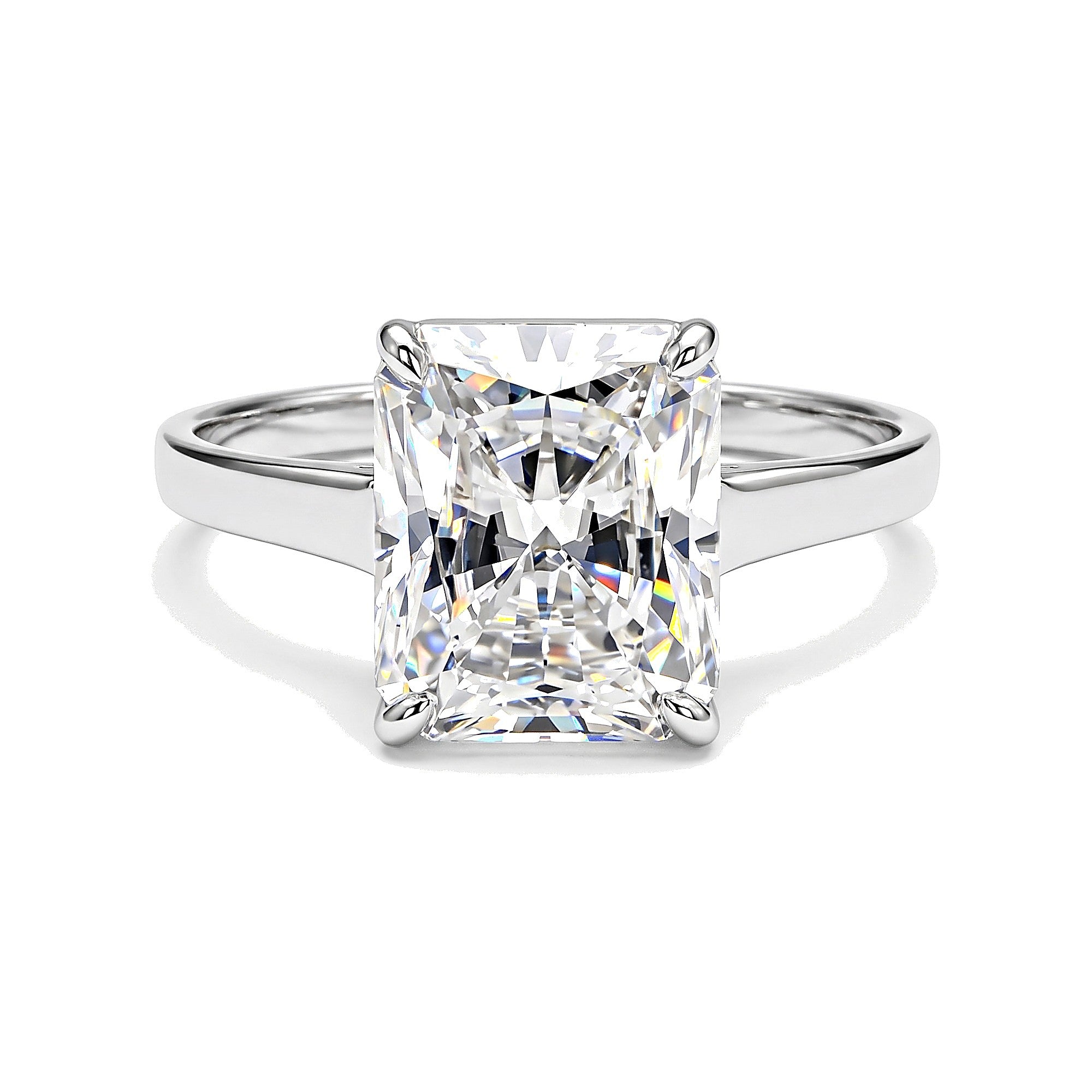 19.2ct DEW White Moissanite Emerald Solitaire Ring