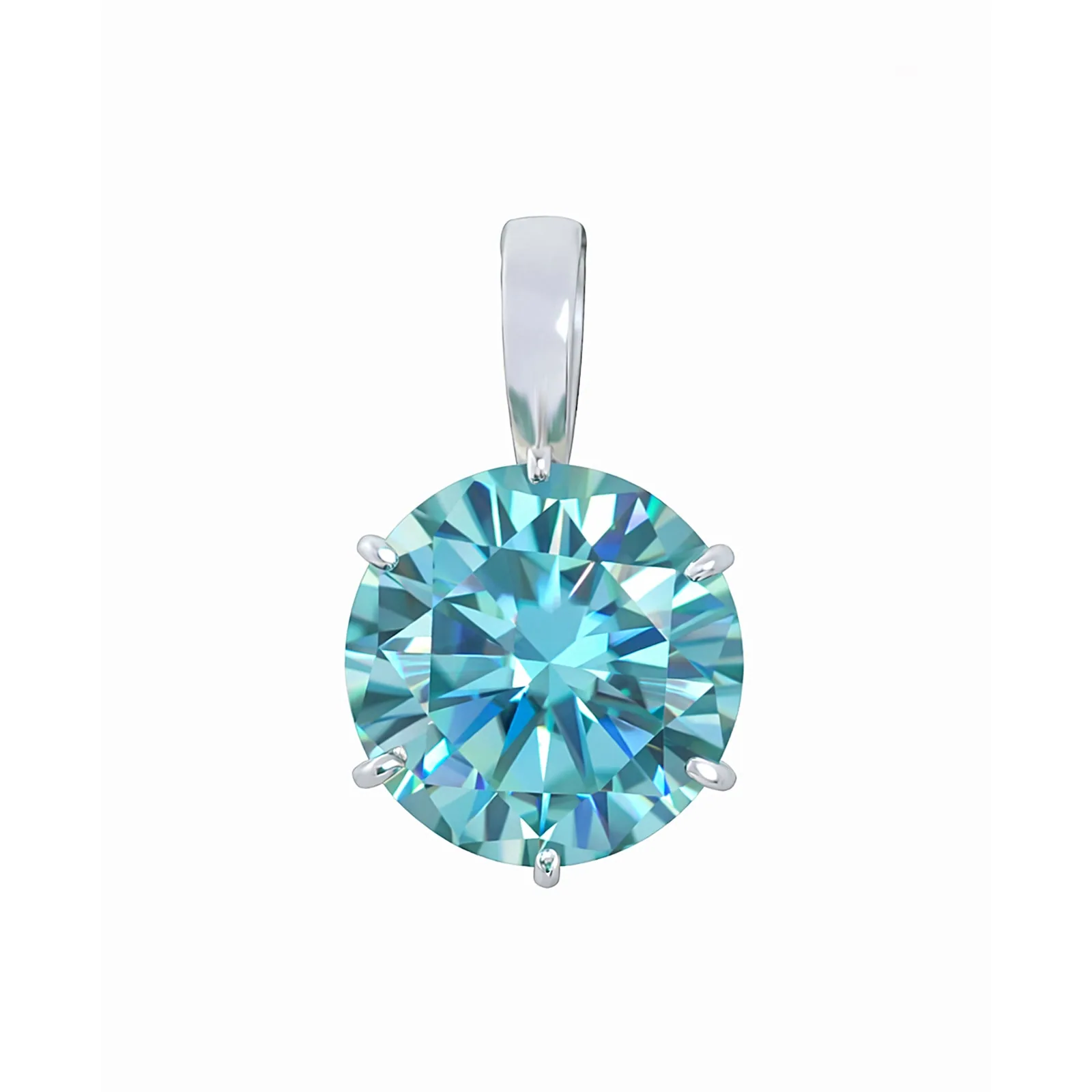9.30 ct DEW Certified Blue Moissanite Pendant Gold Vermeil Anniversary Jewelry Gift