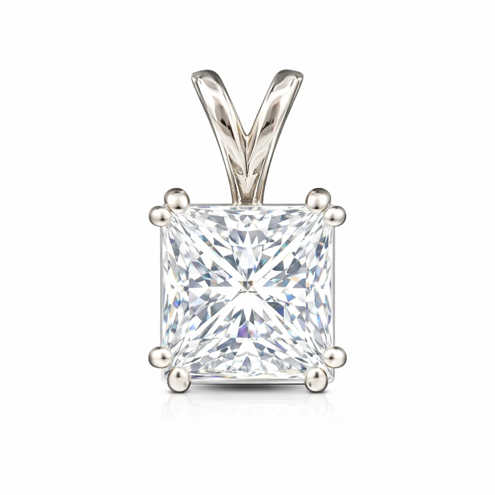 5.65 ct DEW Princess Cut Moissanite Pendant Gold Vermeil Holiday Jewelry Gift