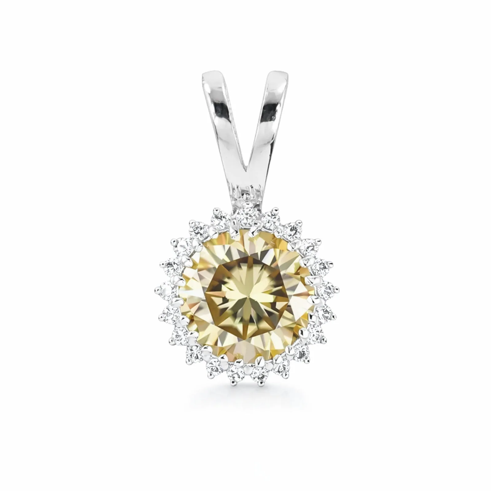 5.70 ct DEW Champagne Moissanite Pendant in Gold Vermeil Certified for Her Gift