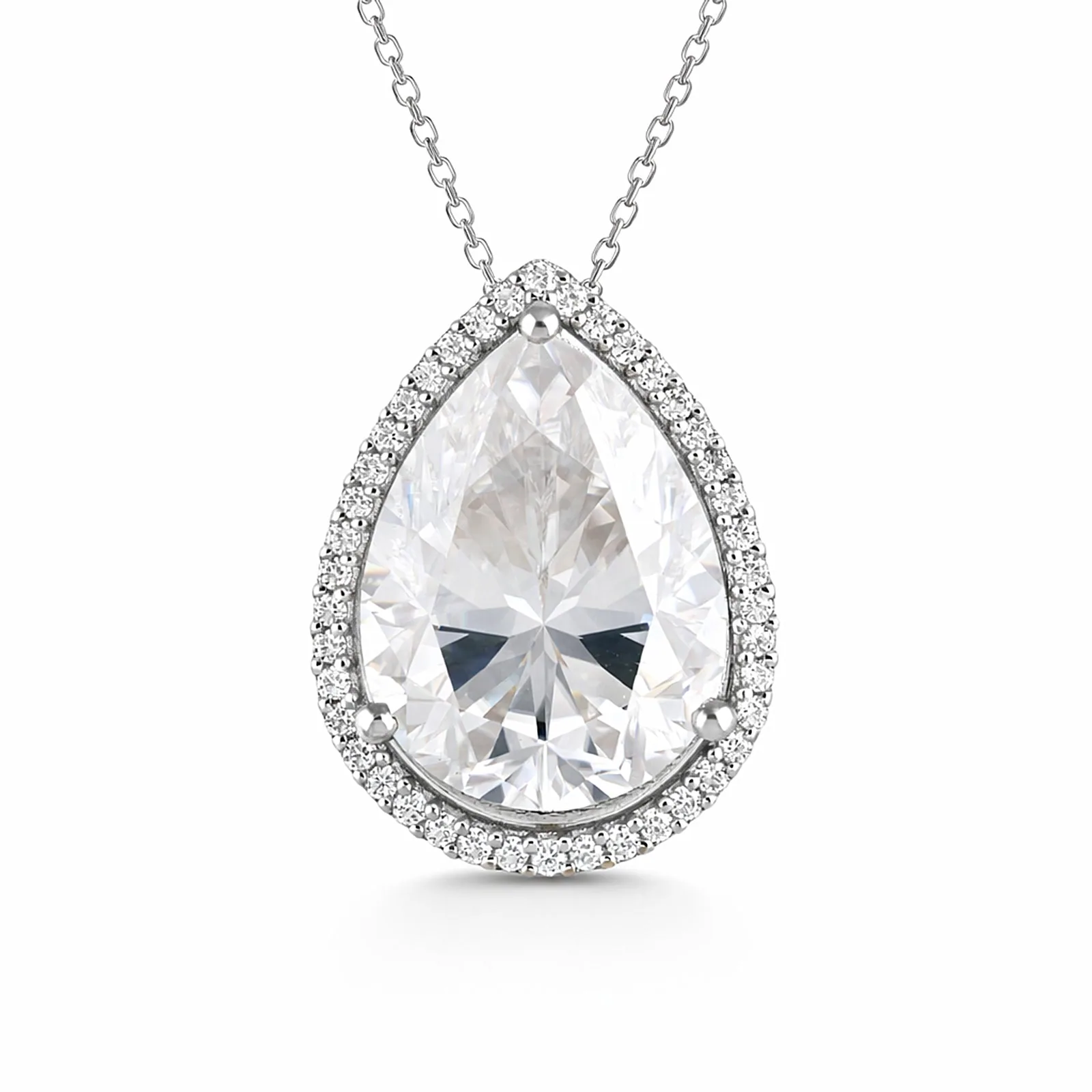 25.50 ct DEW Certified White Moissanite Pendant in 925 Silver – Anniversary Gift