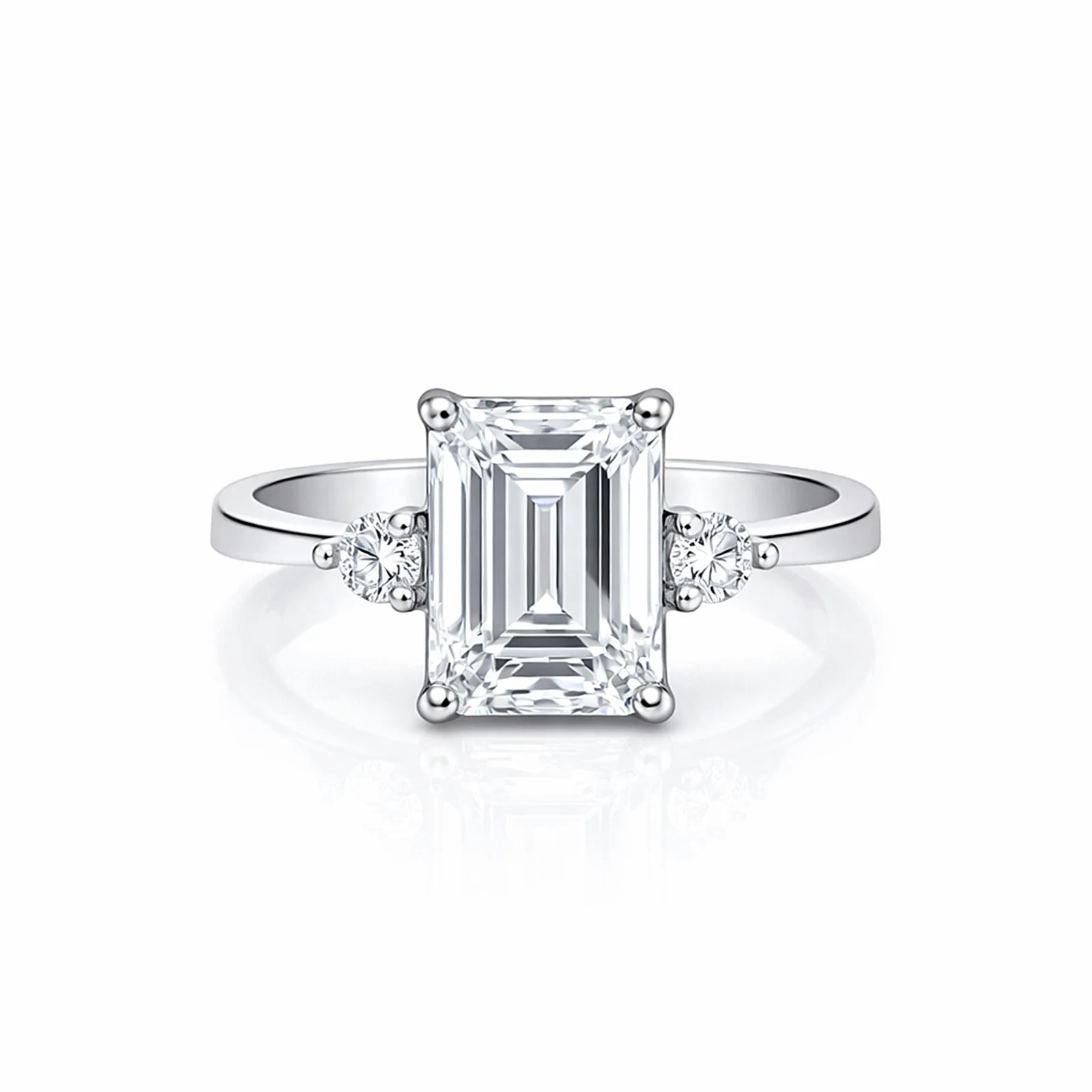 4.50 ct DEW Radiant Cut Off White Moissanite Ring in Certified 18K Gold Plated