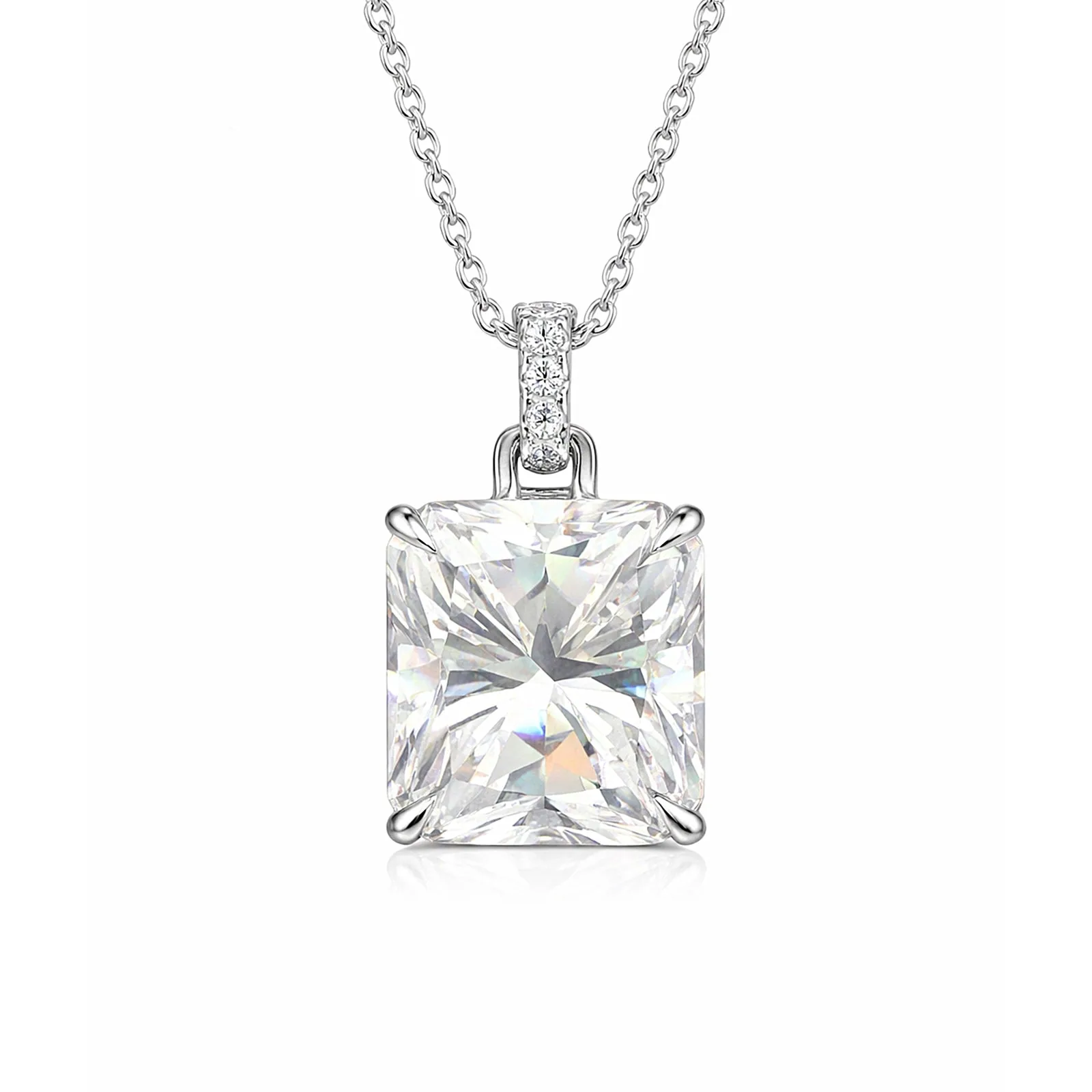 12.50 ct DEW GRA Certified Moissanite Pendant in Gold Vermeil – Back to School Gift