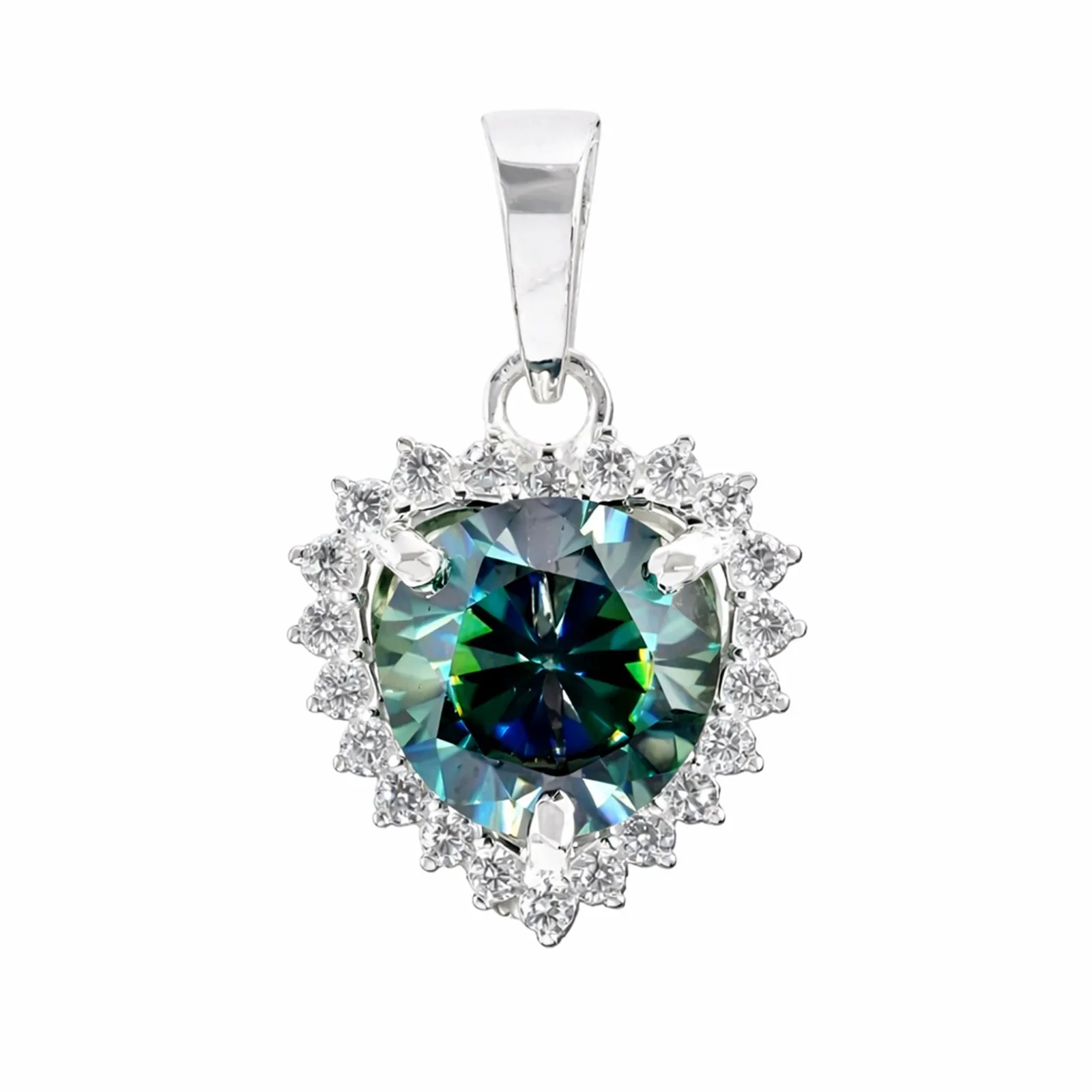 4.85 ct DEW Blue Moissanite Pendant in Gold Vermeil Certified for Holiday Jewelry