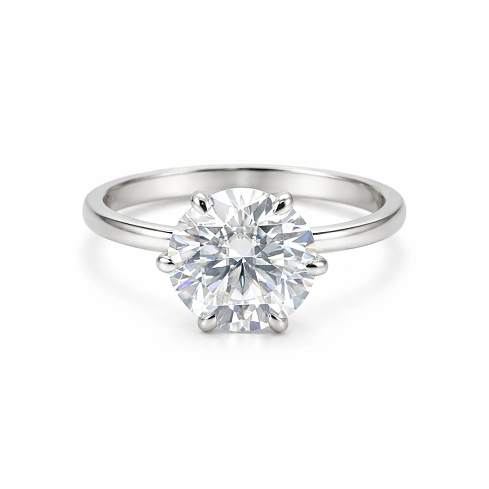 8.3ct DEW White Moissanite Round Solitaire Ring