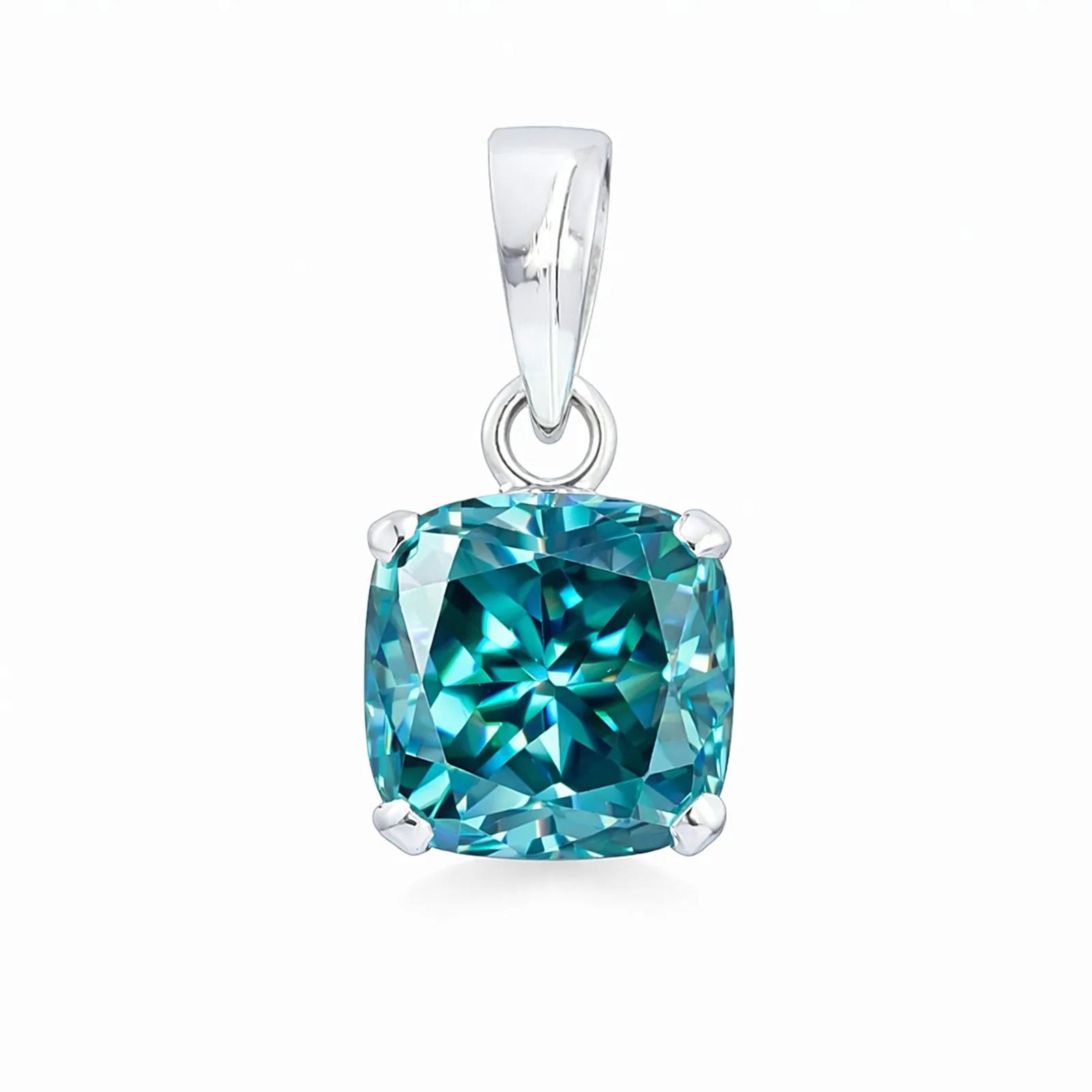 5.50 ct DEW Blue Moissanite Pendant in Gold Vermeil Certified Gift