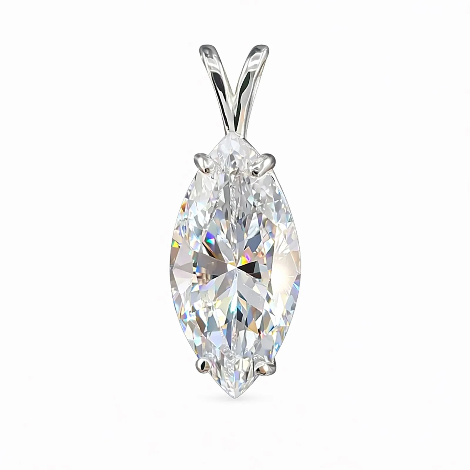 5 ct DEW Marquise Moissanite Pendant in Gold Vermeil Certified for Wedding Gift