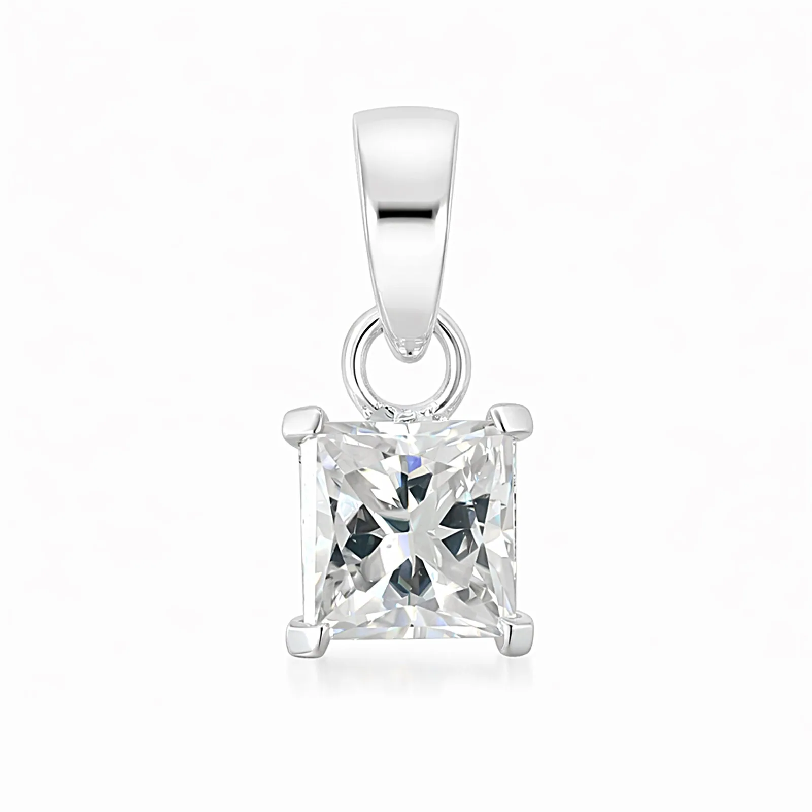 4.00 ct DEW Princess Cut Certified Moissanite Pendant Gold Vermeil Holiday Jewelry