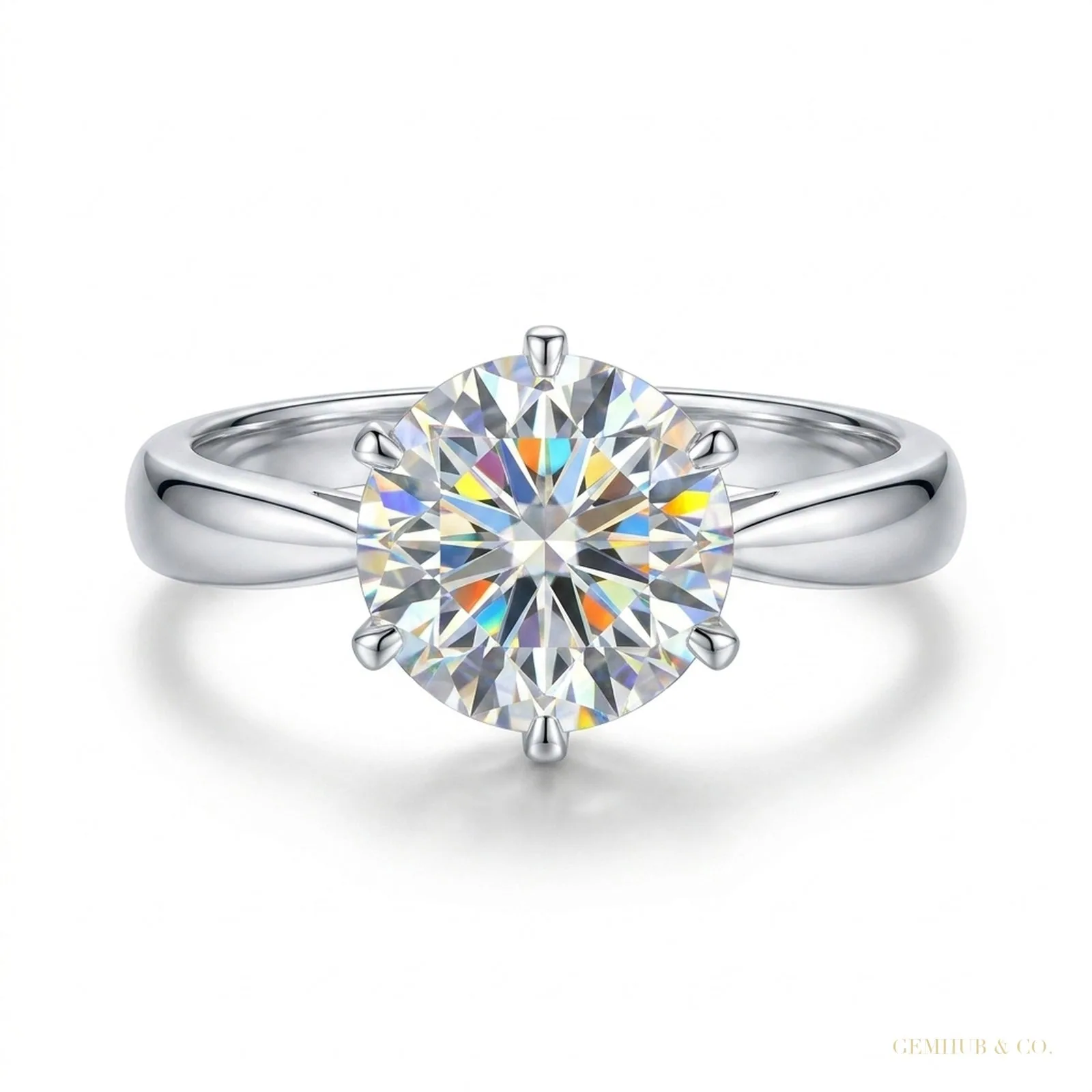 2.20 ct DEW White Moissanite Engagement Certified Ring – Anniversary Gift – 18K Gold Vermeil