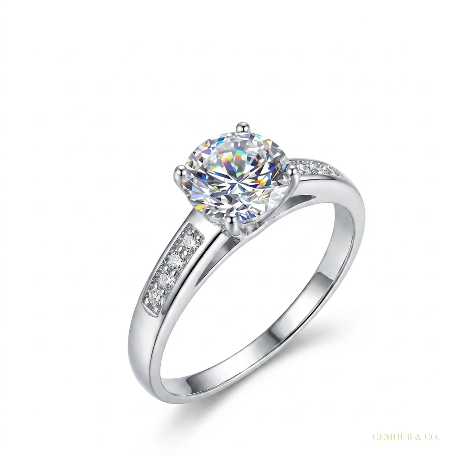 2.25 ct DEW White Moissanite Certified Ring – Engagement Gift for Her – 18K Gold Vermeil
