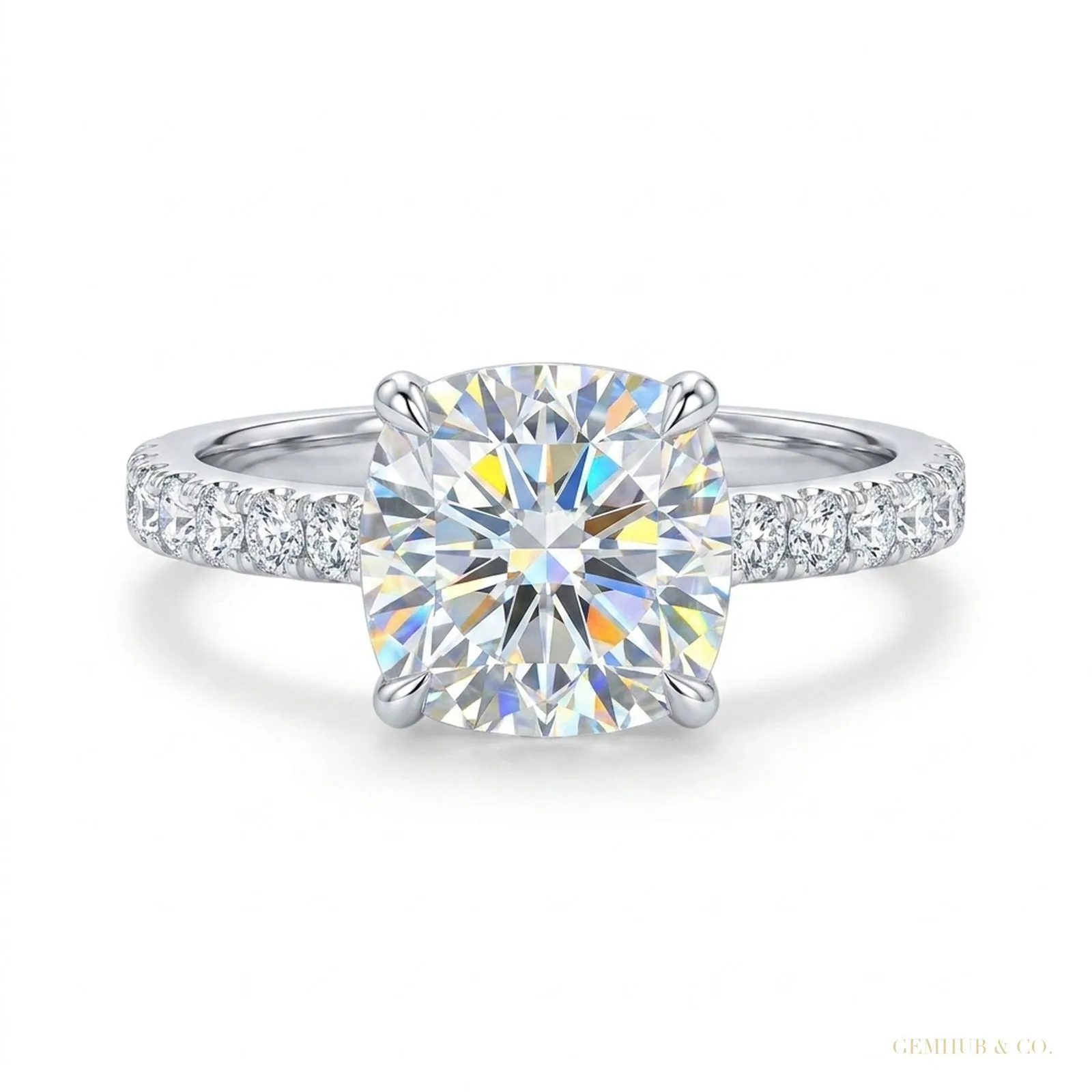 2.50 ct DEW Certified White Moissanite Ring – Elegant Women’s Jewelry – 18K Gold Vermeil