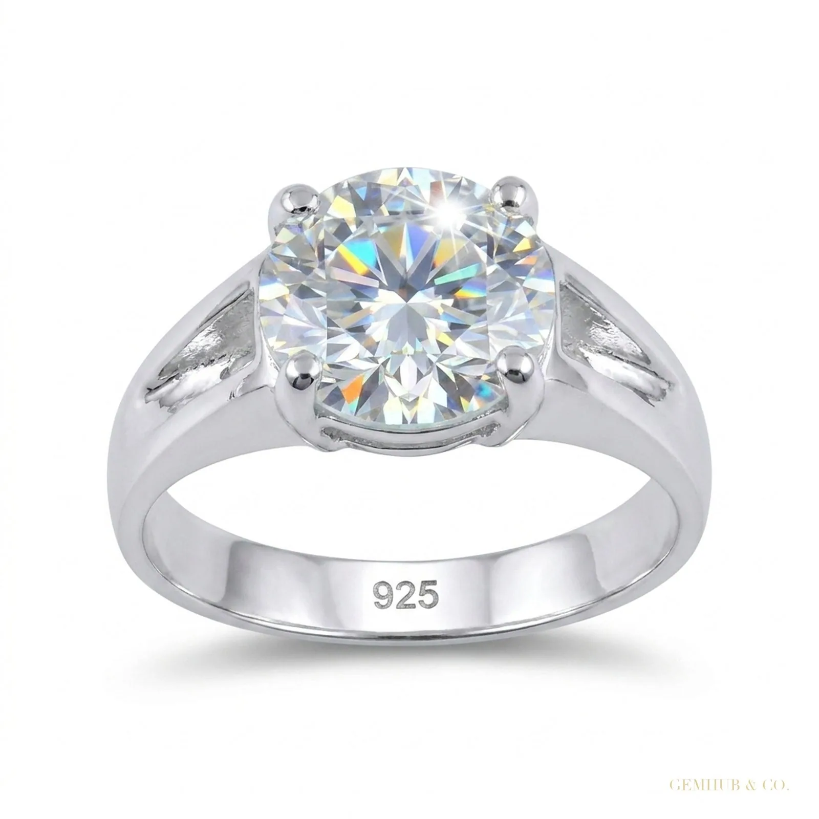 2.50 ct DEW White Round Cut Certified Moissanite Solitaire Rings – 18K Gold Vermeil